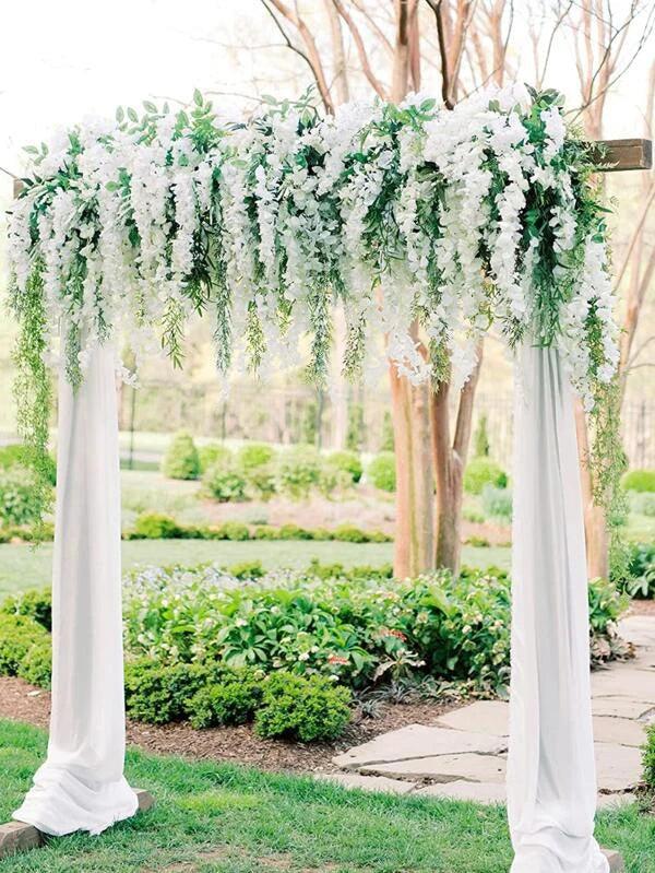 hanging plants wedding 12Pcs 3.6ft Artificial Wisteria Vine Hanging Flower Wedding Garden Colorful USA White