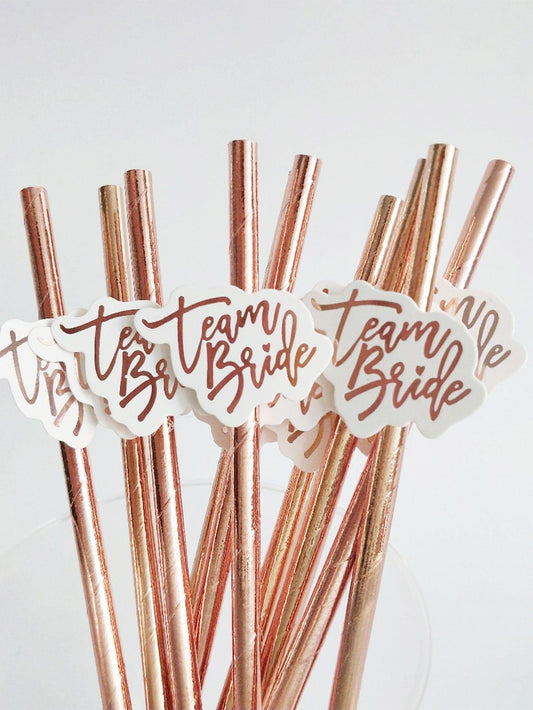 10pcs Bachelor Party Disposable Straw, Rose Gold Paper Straw for Bridal Shower Party - Decotree.co Online Shop