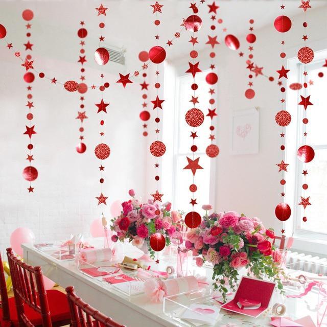 13 feet Glitter Star Round Paper Garland Christmas Banner Bunting Birthday Christmas Party Decorations - Decotree.co Online Shop
