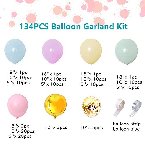 134pcs Party Balloon Arch kit Macaron Rainbow Cream Balloons Party Decoration (134PCS- Macaron) - Decotree.co Online Shop