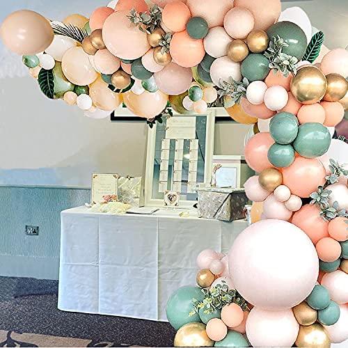 140Pcs Sage Green Peach Blush Pink Balloon Garland Arch Kit for Baby Bridal Shower Wedding Party Decorations - Decotree.co Online Shop