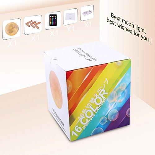 16 Colors LED Night Light 3D Printing Moon Light with Stand & Remote/Touch Control and USB Rechargeable, Moon Light Lamps for kids friends Birthday Gifts - Decotree.co Online Shop