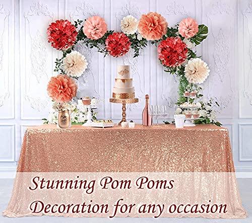 20 PCS Rose Gold Party Decorations - Metallic Foil and Tissue Paper Pom Poms - Birthday Party Decoration - Baby Shower - Bridal Shower - Bachelorette - 14", 10", 8", 6" - Decotree.co Online Shop