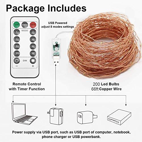 200 LED 66 FT Copper String Lights Fairy String Lights 8 Modes LED String Lights - Decotree.co Online Shop