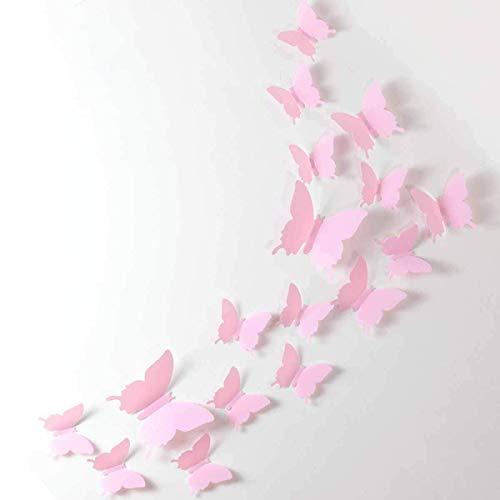 24pcs 3D Butterfly Removable Mural Stickers Wall Stickers Decal for Home and Room Decoration (Pink) - Decotree.co Online Shop
