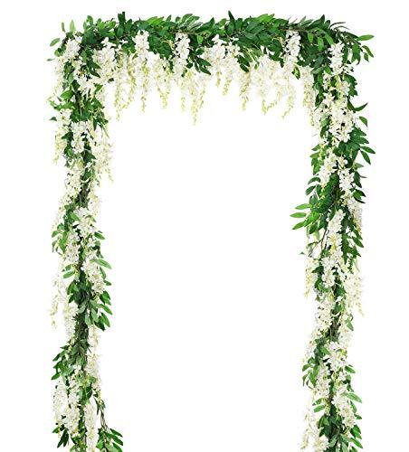 2Pcs 6Ft/Piece Artificial Flowers Wisteria Garland Artificial Wisteria Vine Hanging Flower Greenery Garland for Home Garden - Decotree.co Online Shop