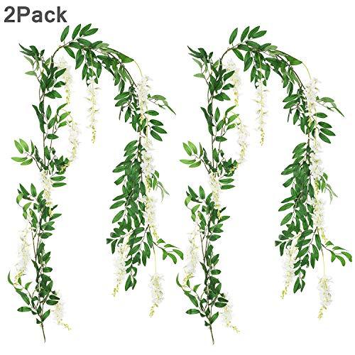 2Pcs 6Ft/Piece Artificial Flowers Wisteria Garland Artificial Wisteria Vine Hanging Flower Greenery Garland for Home Garden - Decotree.co Online Shop