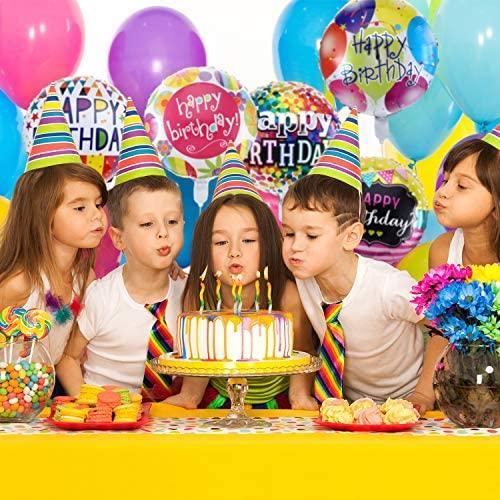 30 Pieces 18 Inch Happy Birthday Foil Balloons Round Shape Foil Mylar Balloons Color Floating Balloon for Birthday Party - Decotree.co Online Shop