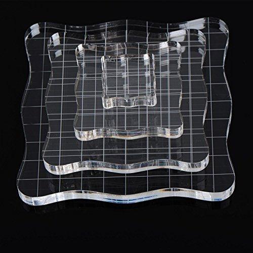 4 Pieces Stamp Blocks with Grid and Grip, Acrylic Clear Stamping Blocks Set - Decotree.co Online Shop