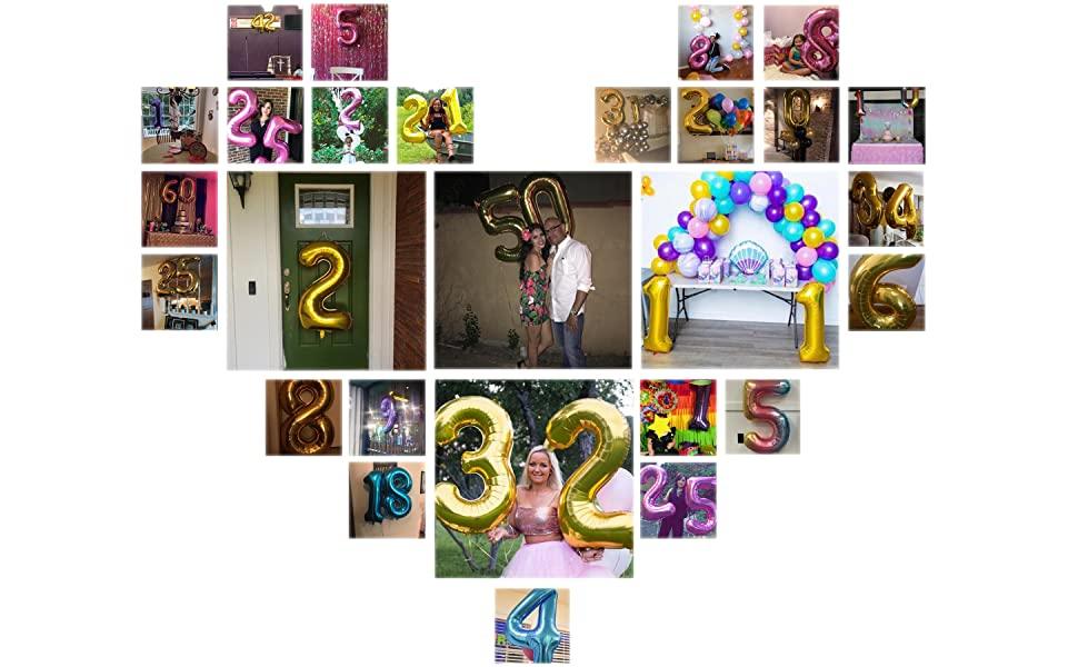 40 Inch Mylar Gold Digit Helium Foil Birthday Party Balloons - Decotree.co Online Shop