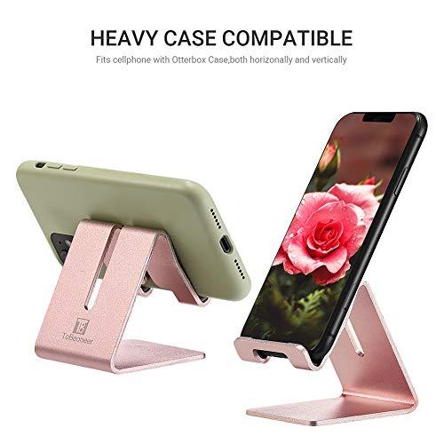 Cell Phone Stand Holder - Aluminum Desktop Solid Portable Universal Desk Stand Compatible with All Mobile Smart Phone Huawei iPhone X 8 7 6 Plus 5 Ipad Mini Tablet Office Decor (Rose Gold) - Decotree.co Online Shop