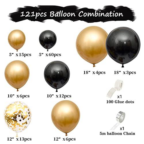 121pcs Party Balloon Arch kit Black Gold Balloons Party Decoration (121PCS- Black Gold) - Decotree.co Online Shop