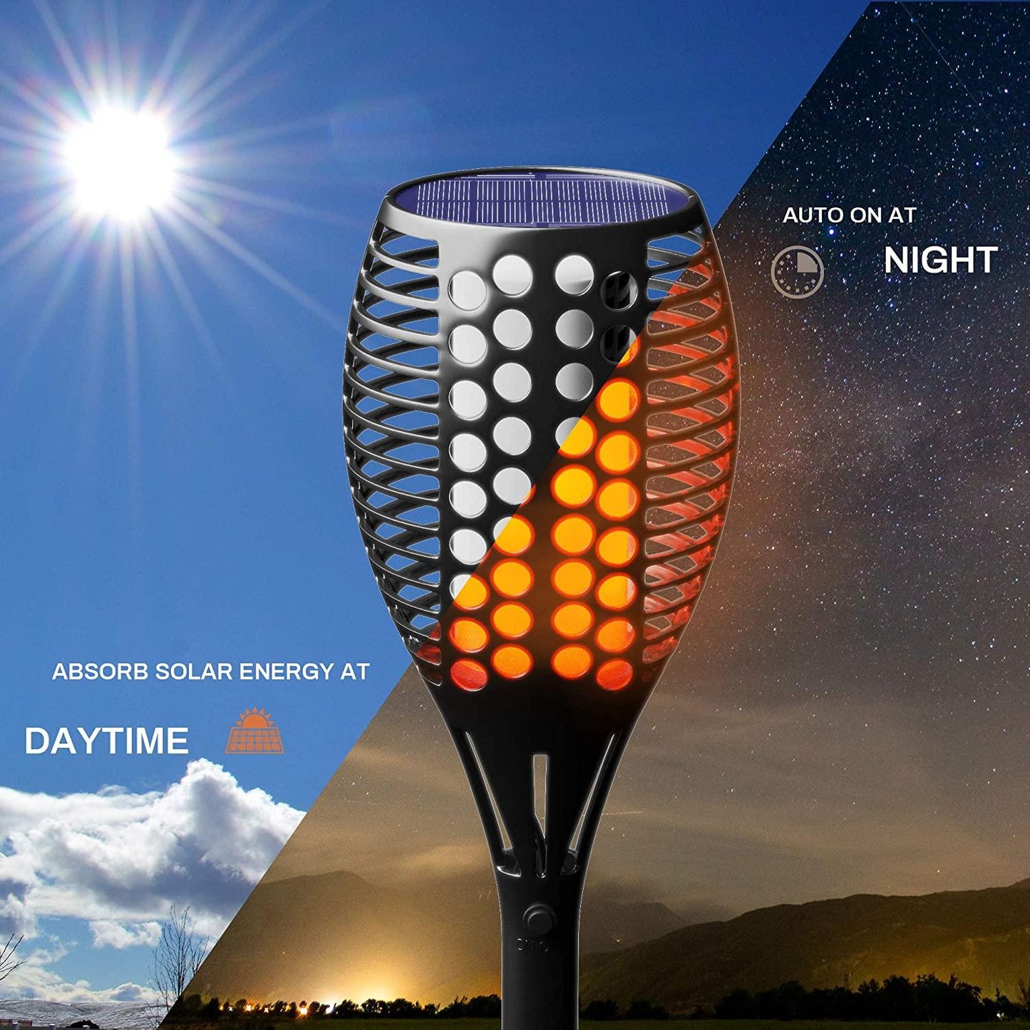 4pcs Outdoor Waterproof Flickering Flames Torches Lights Upgraded Solar Spotlights Landscape - Decotree.co Online Shop