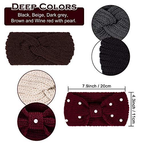 5 Pieces Knit Headbands Winter Ear Warmers, Hair Scrunchies Scarves for Women Girls - Decotree.co Online Shop