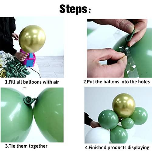 127PCS Olive Green Balloon Garland Arch Kit White Gold Confetti Balloons Retro Green Balloons for Baby Shower - Decotree.co Online Shop