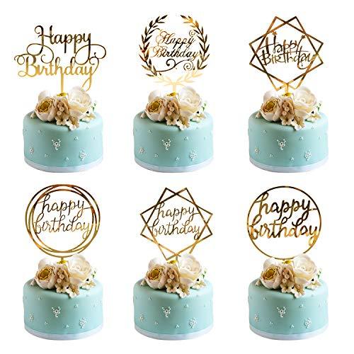 6 Pack Happy Birthday Cake Topper Acrylic Cupcake Topper for Various Birthday Cake Decorations - Decotree.co Online Shop