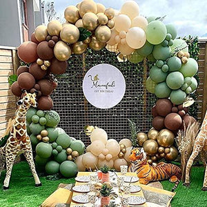 137pcs Party Balloons Arch kit Brown Green Gold Artificial Palm Leaves Baby Show Birthday Party Balloons Decoration - Decotree.co Online Shop