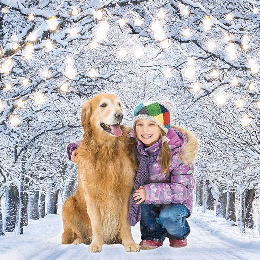 7x5FT Glitter Winter Forest Photography Backdrop Sparkle Snow Natural Scenery Landscape - Decotree.co Online Shop