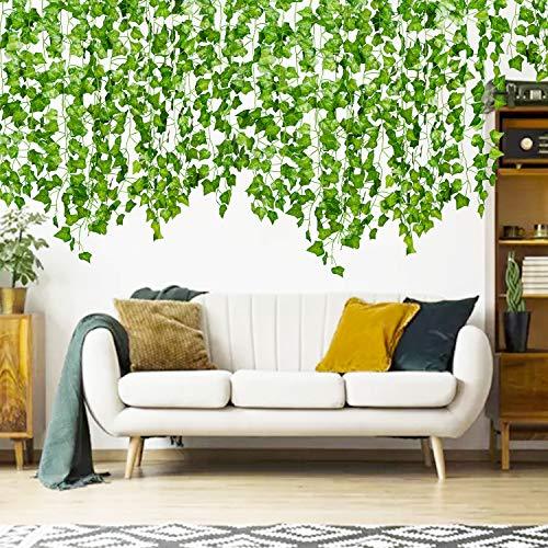 84 Feet 12 Strands Artificial Ivy Leaf Plants Vine Hanging Garland Fake Foliage Flowers Home Kitchen Garden - Decotree.co Online Shop