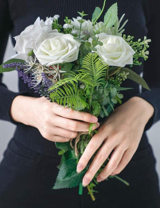 Artificial Flowers Real Looking Ivory Foam Fake Roses with Stems for DIY Wedding Bouquets White Baby Shower Centerpieces - Decotree.co Online Shop