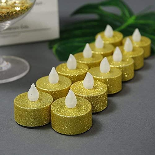 Battery Operated LED Tea Lights, Gold Flameless Votive Tealights Candle with Warm White Flickering Bulb light,Pack of 24 - Decotree.co Online Shop