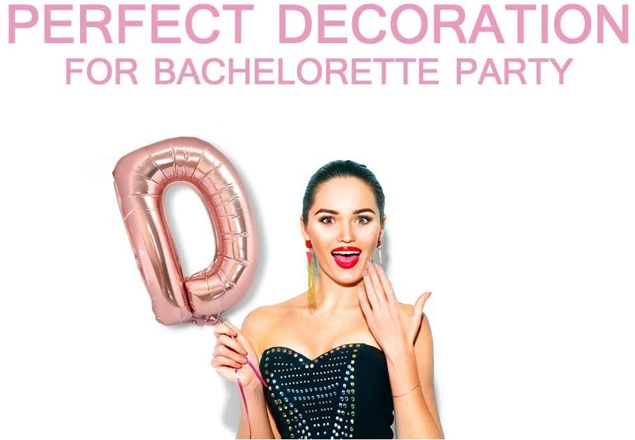 Big Bride to BE Balloons Rose Gold 16" Letters Banner - Bachelorette Party Decorations Kit - Hen Party Supplies and Favors - Decotree.co Online Shop