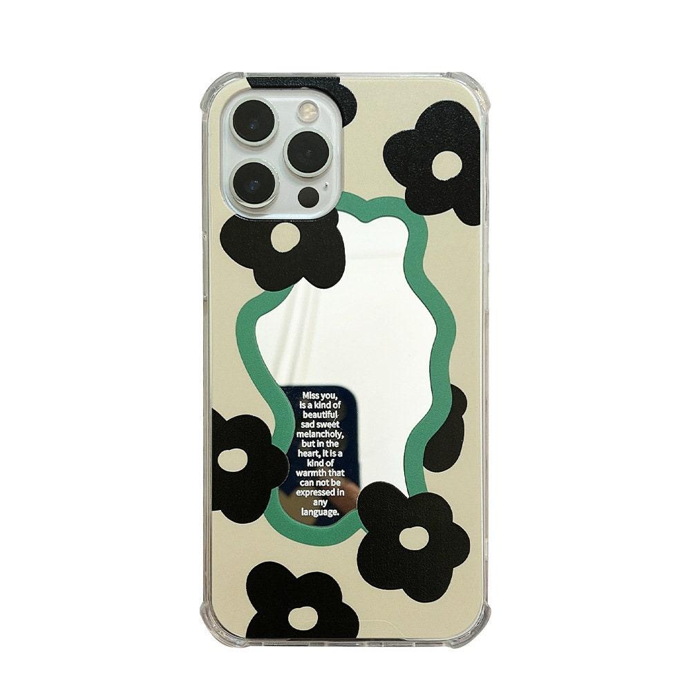 Black Flower Mirror iPhone 14 14 Pro Max 13 13 Pro Max Case iPhone 13 12 Pro iPhone 13 12 Pro Max Case - Decotree.co Online Shop