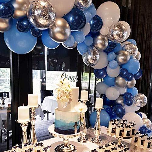 Blue Balloon Garland 124 Pack Navy Silver White Light Blue Balloon Arch Kit for Baby Shower Boy Party Decoration Birthday Decoration - Decotree.co Online Shop