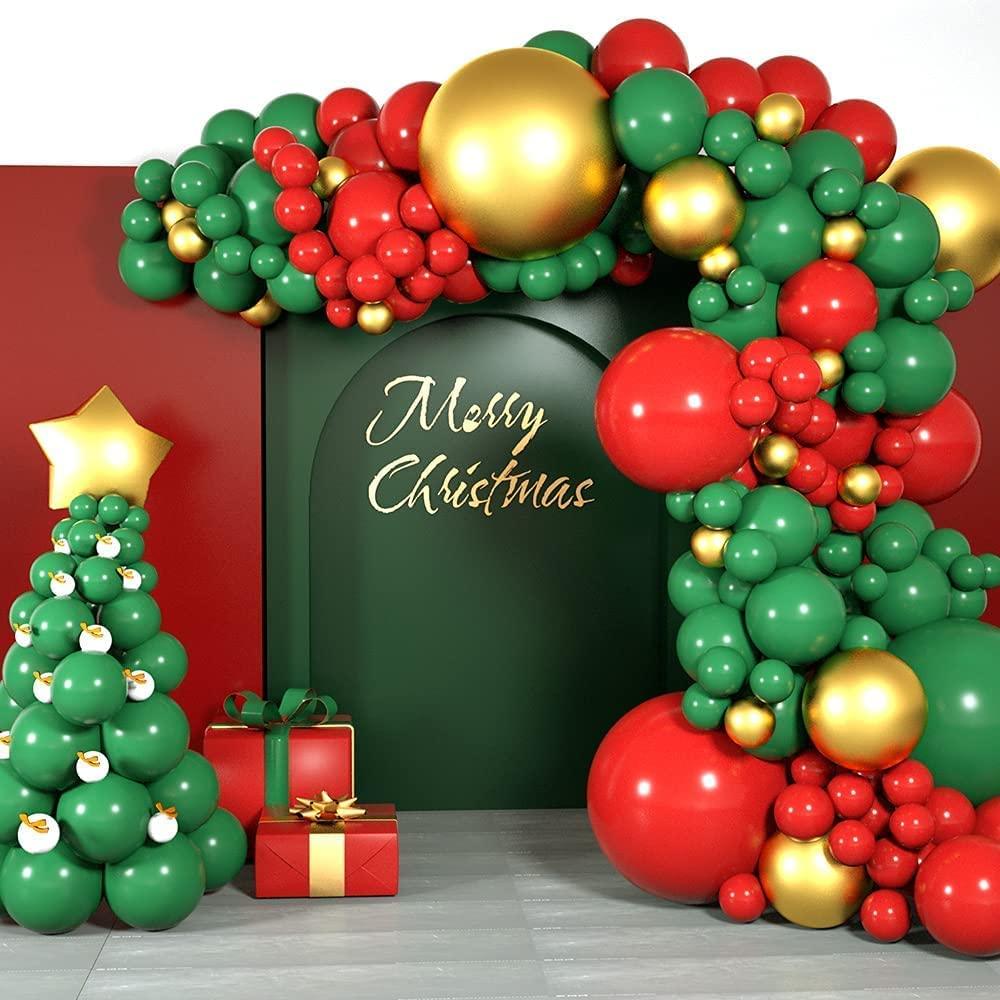 Christmas Balloons Garland Arch Kit Tree 200PCS Red Green Metallic Lat ...