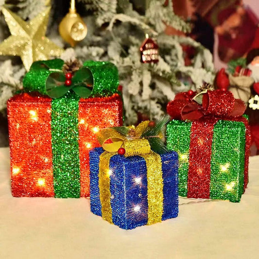 Christmas Lighted Gift Boxes, Set of 3 Christmas Decorations for Home, Christmas Ornaments - Decotree.co Online Shop