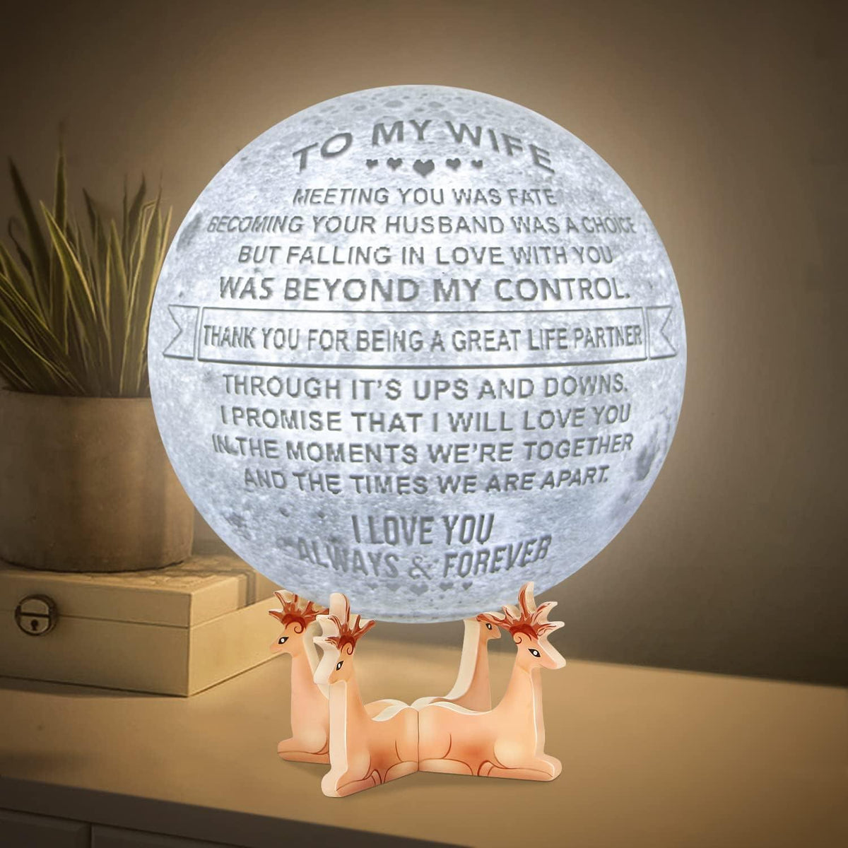 Engraved 3D Moon Lamp Gifts Wedding Anniversary for Wife ,to My Wife G ...