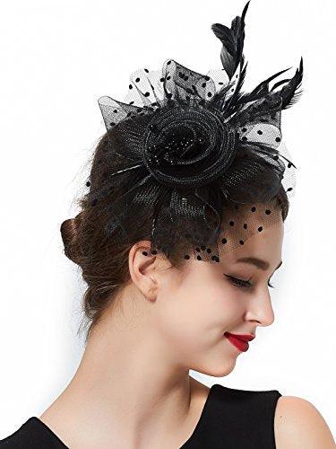 Fascinators Hat for Women Tea Party Headband Kentucky Derby Wedding Cocktail Flower Mesh Feathers Hair Clip - Decotree.co Online Shop