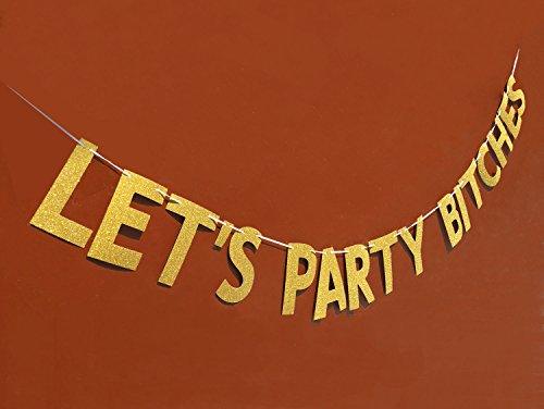 Glitter Gold Alphabet LET'S PARTY Banner for Bachelorette party Decoration - Decotree.co Online Shop