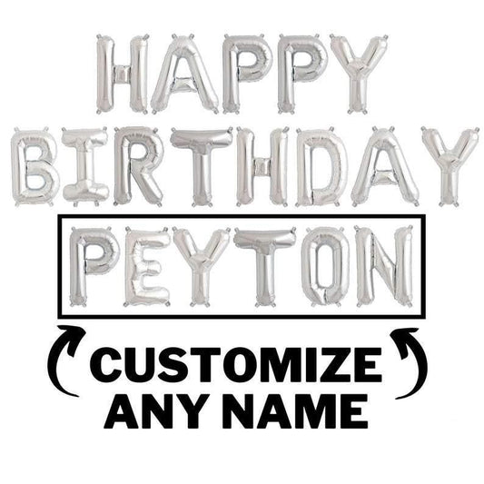 Happy Birthday Balloon Banner Custom Name Letter Balloons - Gold, Silver & Rose Gold Birthday Party Decorations - DIY Birthday Party - Decotree.co Online Shop