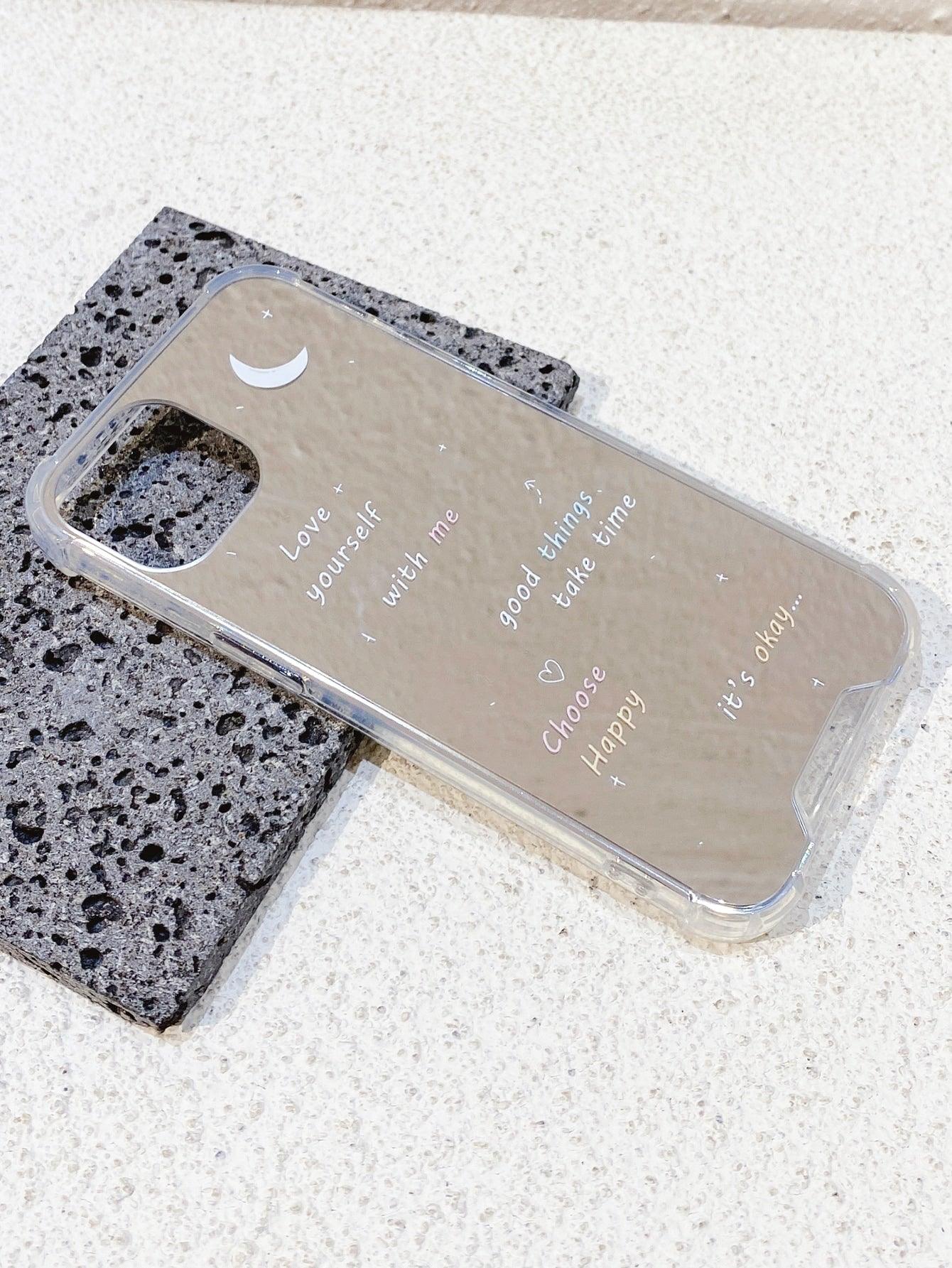 Letter Graphic Mirror Phone Case - Decotree.co Online Shop