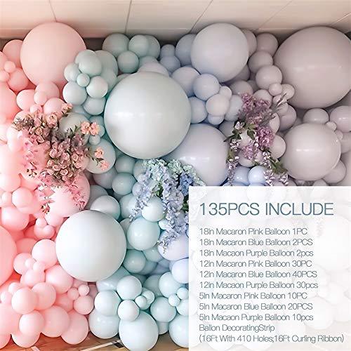 Macaron Pink Balloon Kit 147PCS 18In 12In 5In Macaron Blue Macaron Puple Balloon Arch Garland For Festival Celebration Decoration - Decotree.co Online Shop