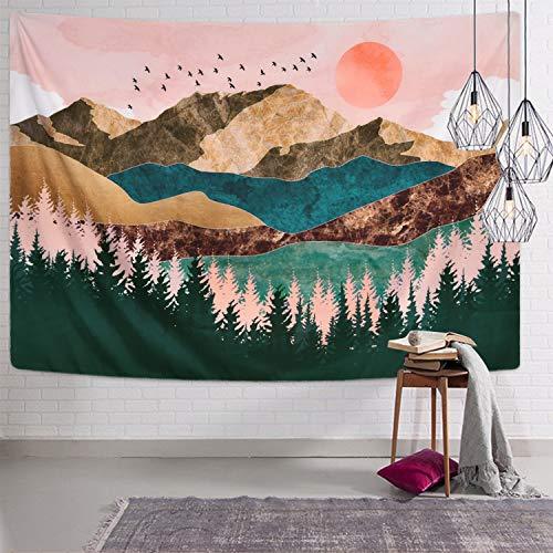 Mountain Tapestry Forest Tree Tapestry Sunset Tapestry Nature Landscape Tapestry Wall Hanging for Room(51.2 x 59.1 inches) - Decotree.co Online Shop