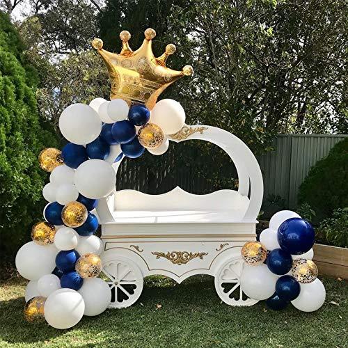 Navy Blue and Gold Balloons 130 Pcs 12 Inch Confetti Balloons White Latex Balloon Garland Kit with Balloon Accessories - Decotree.co Online Shop