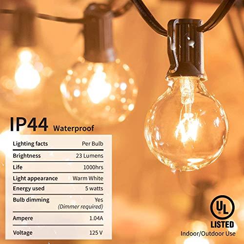 Outdoor String Lights 25 Feet G40 Globe Patio Lights with 27 Edison Glass Bulbs - Decotree.co Online Shop