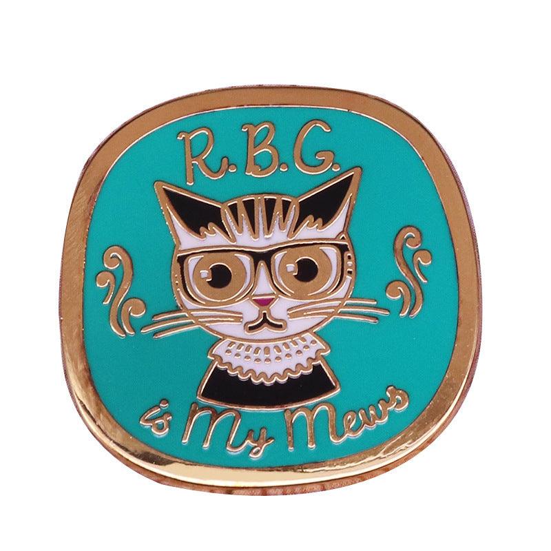 Ruth Ginsburg Inspired RBG Cat Brooch Women's Power Equality Badge Brooch - Decotree.co Online Shop