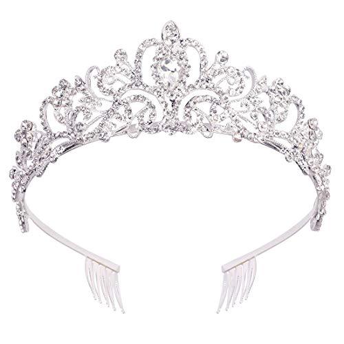 Silver Crystal Tiara Crowns for Women Girls Elegant Princess Crown with Combs Tiaras for Women Bridal Wedding Prom Birthday Cosplay - Decotree.co Online Shop