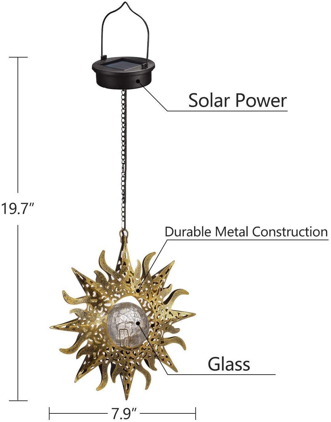 Solar Garden Lights Outdoor Decor Hanging Lanterns Metal Sunflower | Sun Solar Lights - Decotree.co Online Shop
