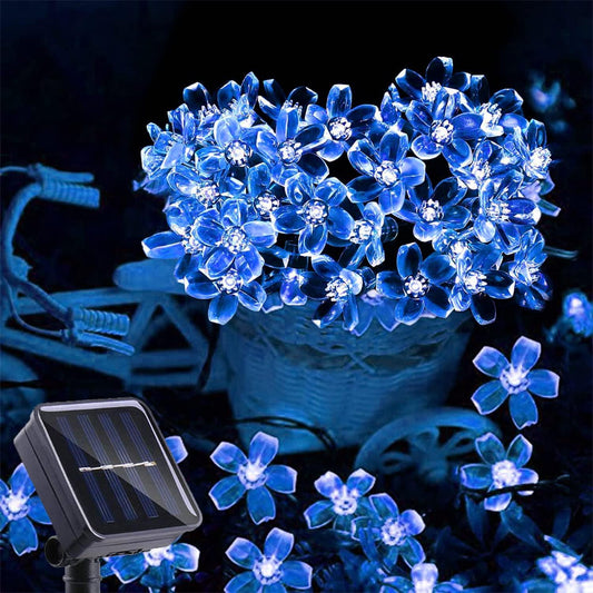 Solar String Flower Lights Outdoor Waterproof 50 LED Fairy Light Decorations for Garden Fence Patio Yard Christmas Tree - Decotree.co Online Shop