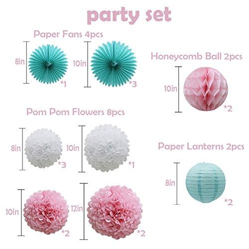Teal Party Supplies for Bridal Baby Shower First Birthday Party Wedding Decorations (16pcs) - Decotree.co Online Shop