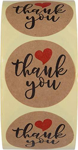 Thank You Stickers | 500 Kraft Stickers for Company Gifts & Birthday Party Favors | Labels & Mailing Supplies - Decotree.co Online Shop