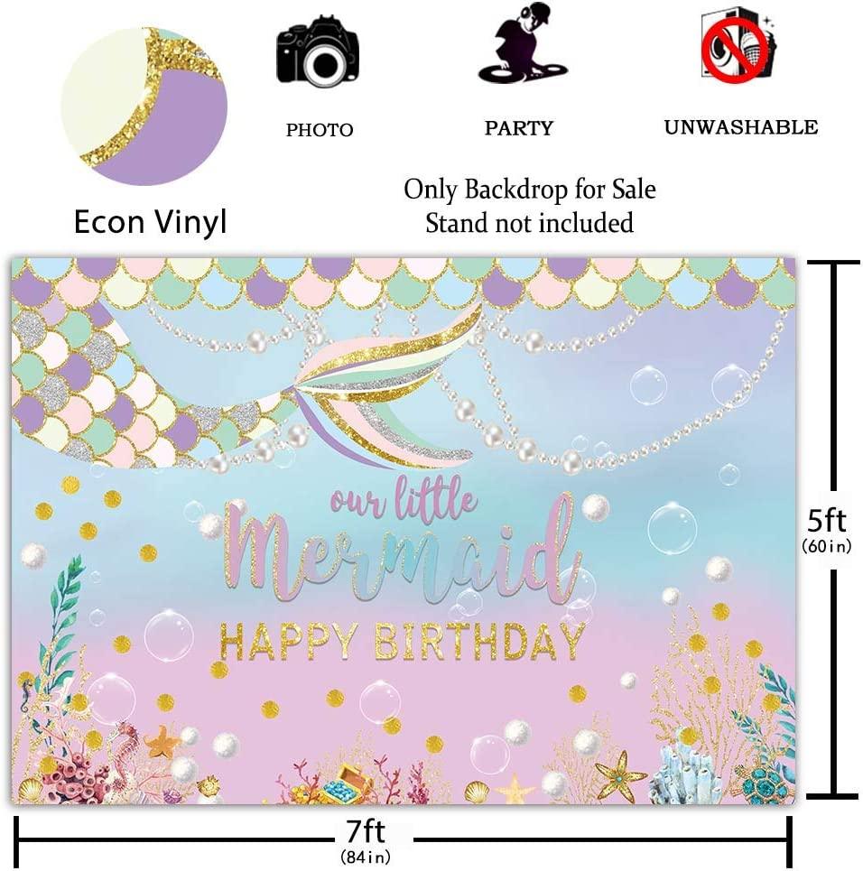 Round Little Mermaid Under The Sea Glitter Backdrop
