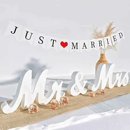 Wedding Decorations Set,Large Mr and Mrs Sign & Just Married Banner,Mr & Mrs Signs for Wedding Table,Wedding Decorations - Decotree.co Online Shop