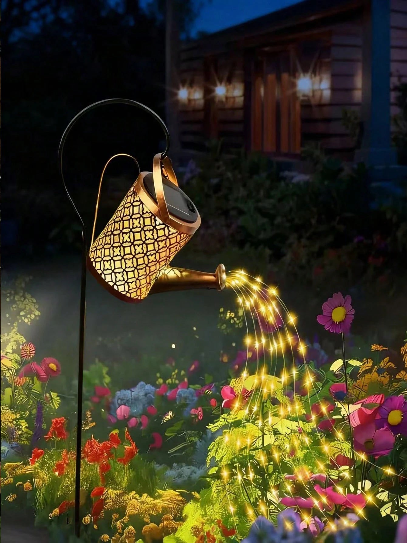 Garden LED Copper Wire Firework Light Watering Can with Light