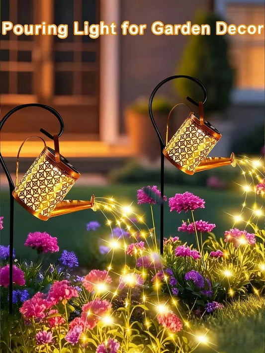 Garden LED Copper Wire Firework Light Watering Can with Light