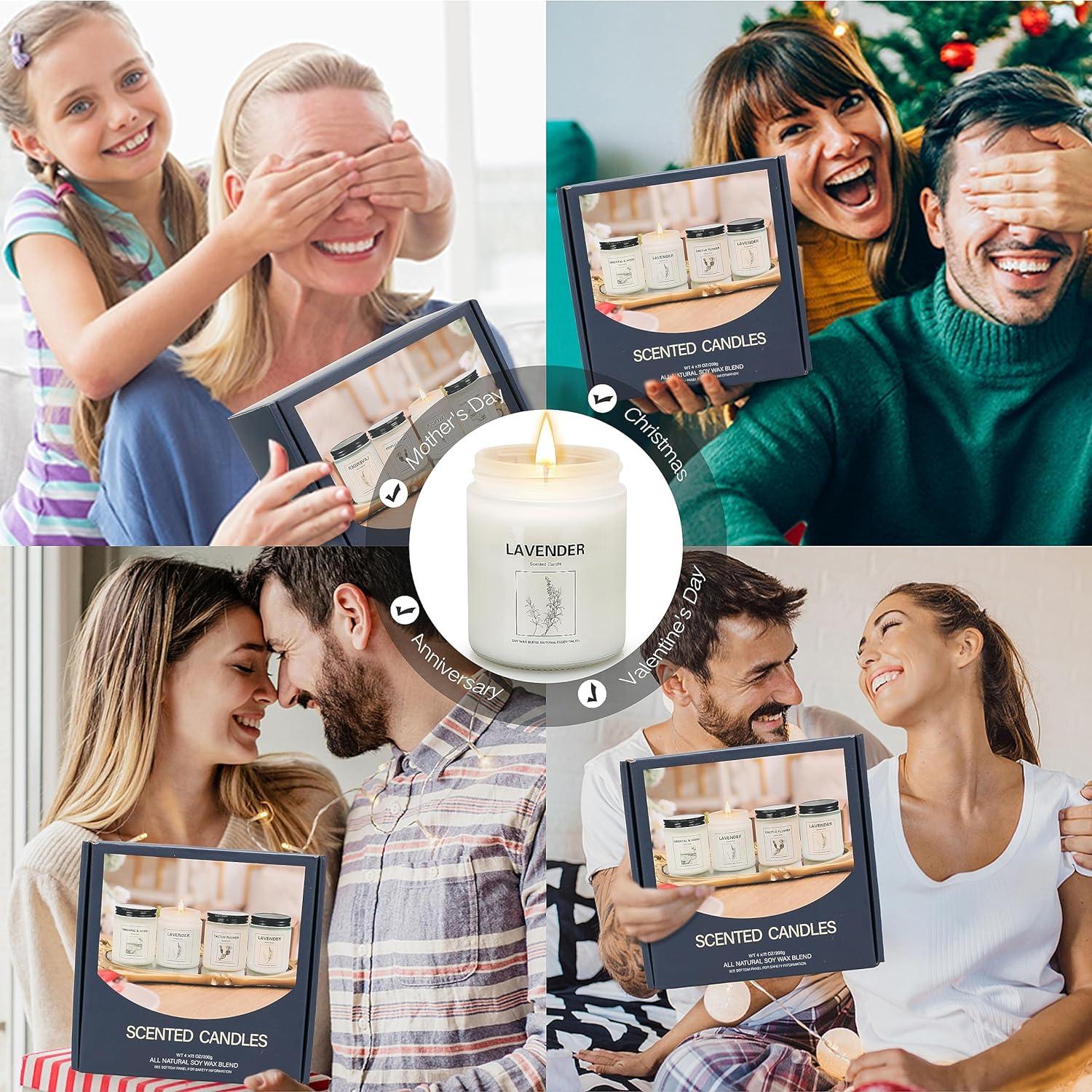 4 Pack Scented Candles for Home, Lavender Candles Set, Aromatherapy Jar Candles for Valentine's Day, Birthday - Decotree.co Online Shop